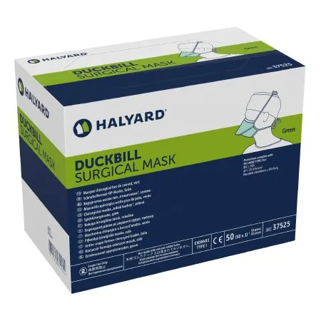 O & M Halyard - Halyard - 37525 - O&M   Surgical Mask  Duckbill Tie Closure One Size Fits Most Green NonSterile Not Rated Adult
