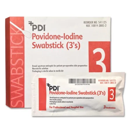 Professional Disposables - S41125 - PDIImpregnated Swabstick PDI 10% Strength Povidone Iodine Individual Packet NonSterile