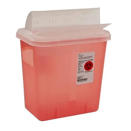 Cardinal - SharpSafety - 89671 -  Sharps Container  Translucent Red Base 10 H X 10 1/2 W X 7 1/4 D Inch Horizontal Entry 2 Gallon