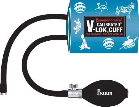 W.A. Baum - Calibrated V-Lok - 1822D - Reusable Blood Pressure Cuff And Bulb Calibrated V-lok 10 To 19 Cm Limb Polyester Fabric Cuff Infant Cuff