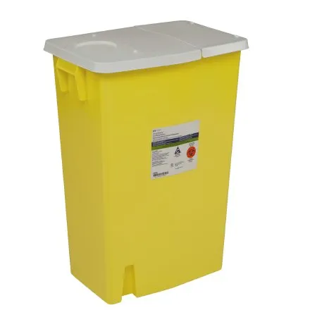 Cardinal - SharpSafety - From: 8985 To: 8989 -  Chemotherapy Waste Container  Yellow Base 26 H X 18 1/4 W X 12 3/4 D Inch Horizontal Entry 18 Gallon