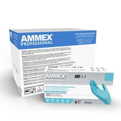 Ammex - Apfn46100 - Ammex Nitrile Gloves, Large, Disposable, Exam Grade, Blue, Powder Free, Smooth, Polymer Coated, 100/Bx, 10bx/Cs (Us Sales Only) (Products Cannot Be Sold On Amazon.Com Or Any Other Third Party Sites.)