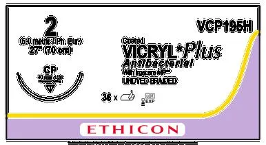 Ethicon - From: VCP195H To: VCP197H - Suture, Reverse Cutting, Undyed Braided, Needle CP, Circle