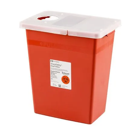 Cardinal - SharpSafety - 8998 -  Sharps Container  Red Base 26 H X 18 1/4 W X 12 3/4 D Inch Horizontal Entry 18 Gallon