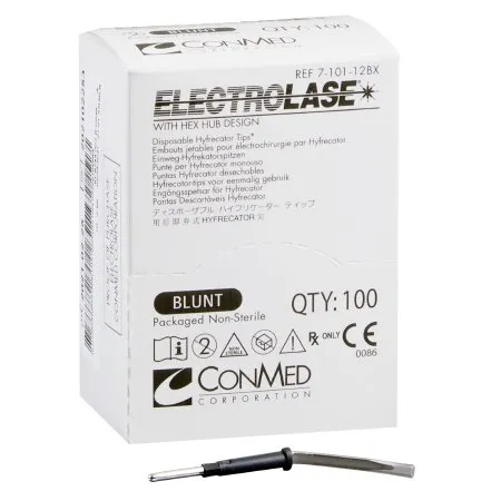 Conmed/Linvatec - Electrolase - 7-101-12CS - Conmed  Blade Electrode  Stainless Steel Blunt Blade Tip Disposable NonSterile