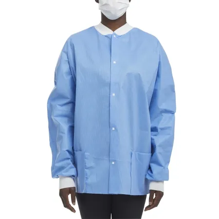O&M Halyard - 10078 - Lab Jacket Blue Large Hip Length Disposable