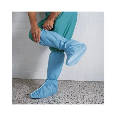O & M Halyard - Hi Guard - 69571 - O&M Halyard  Boot Cover  One Size Fits Most Knee High Nonskid Sole Blue NonSterile
