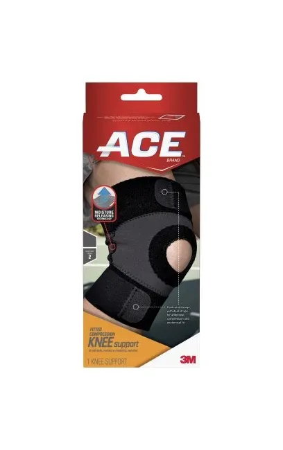 3m - 3m Ace Moisture Control - 209602 - Knee Support 3m Ace Moisture Control Medium Pull-On / Hook And Loop Strap Closure 15 To 17 Inch Knee Circumference Left Or Right Knee