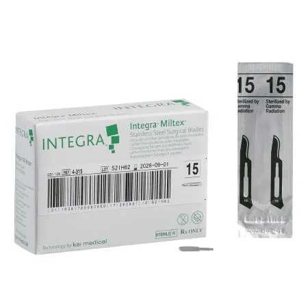 Integra Lifesciences - Miltex - 4-315 -  Surgical Blade  Stainless Steel No. 15 Sterile Disposable Individually Wrapped