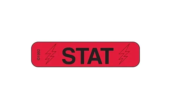 Health Care Logistics - Indeed - 2127 - Pre-printed Label Indeed Advisory Label Red Paper Stat Black Alert Label 3/8 X 1-5/8 Inch