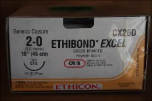 J & J Healthcare Systems - Ethibond - CX26D - Nonabsorbable Suture With Needle Ethibond Polyester Ct-2 1/2 Circle Taper Point Needle Size 2 - 0 Braided