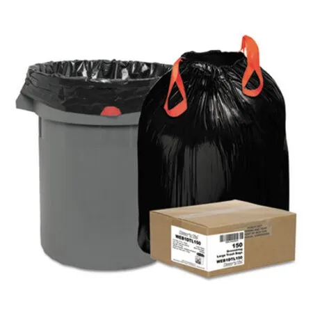 n Tie - WBI-1DTL150 - Heavy-duty Trash Bags, 33 Gal, 1.2 Mil, 33.5 X 38, Black, 25 Bags/roll, 6 Rolls/box