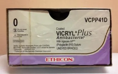 Ethicon - From: VCPP31D To: VCPP81D  Suture, Taper Point, Braided, Needle MO 5, Circle