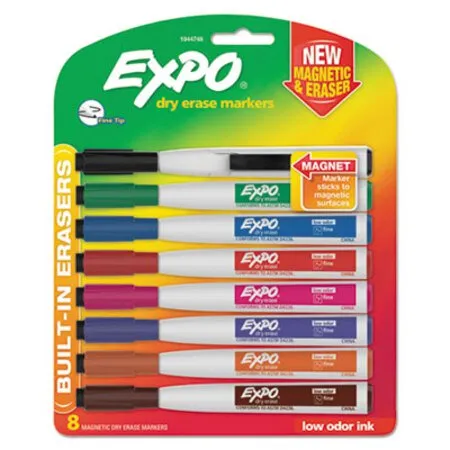 EXPO - SAN-1944748 - Magnetic Dry Erase Marker, Fine Bullet Tip, Assorted Colors, 8/pack