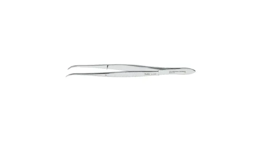 Integra Lifesciences - Miltex - 6-100 - Dressing Forceps Miltex 5 Inch Length Or Grade German Stainless Steel Nonsterile Nonlocking Thumb Handle Curved Narrow Fine, Serrated Tip