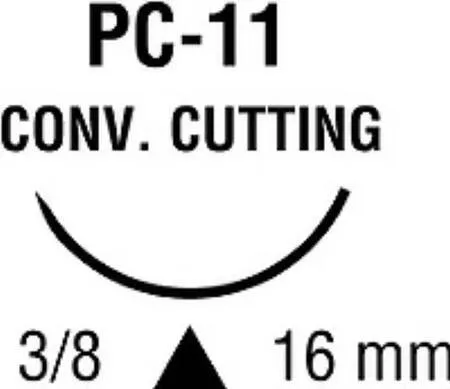 Covidien - Surgipro - SP-1636 - Nonabsorbable Suture With Needle Surgipro Polypropylene Pc-11 3/8 Circle Precision Conventional Cutting Needle Size 6 - 0 Monofilament