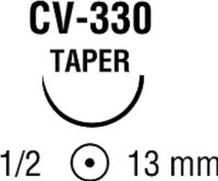 Covidien - Ti-Cron - 88863226-31 - Nonabsorbable Suture With Needle Ti-Cron Polyester Cv-330 1/2 Circle Taper Point Needle Size 4 - 0 Braided