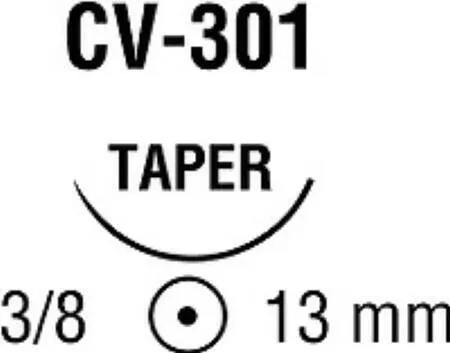 Covidien - Ti-Cron - 88863314-31 - Nonabsorbable Suture With Needle Ti-Cron Polyester Cv-301 3/8 Circle Taper Point Needle Size 4 - 0 Braided