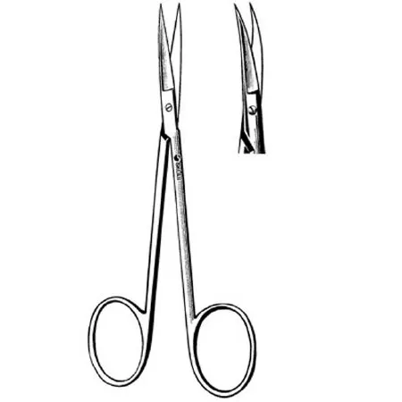 Sklar - 47-1248 - Iris Scissors Sklar 4-1/2 Inch Length Or Grade Stainless Steel Finger Ring Handle Curved Sharp Tip / Sharp Tip