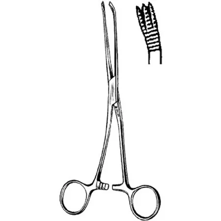 Sklar - 80-1872 - Hemorrhoid Forceps Sklar 7-1/4 Inch Length Surgical Grade Stainless Steel Nonsterile Ratchet Lock Finger Ring Handle Angled Serrated Tip
