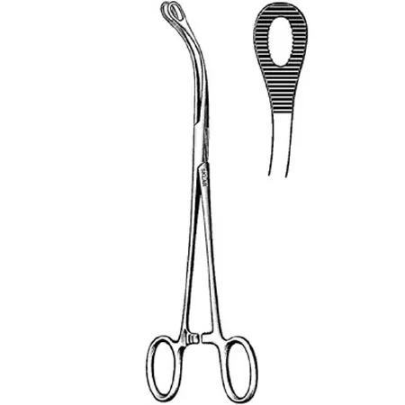 Sklar - 90-7977 - Grasping Forceps Laufe 7-3/4 Inch Length Surgical Grade Stainless Steel Nonsterile Ratchet Lock Finger Ring Handle Curved Serrated Tip