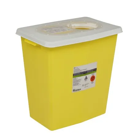 Cardinal - SharpSafety - 8934 -  Chemotherapy Waste Container  Yellow Base 18 3/4 H X 18 1/4 W X 12 3/4 D Inch Vertical Entry 12 Gallon