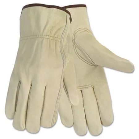 MCR Safety - CRW-3215M - Economy Leather Driver Gloves, Medium, Beige, Pair