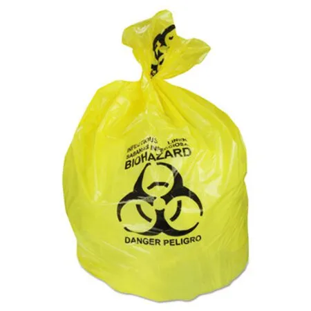 Heritage - HER-A6043PY - Healthcare Biohazard Printed Can Liners, 20-30 Gal, 1.3 Mil, 30 X 43, Yellow, 200/carton