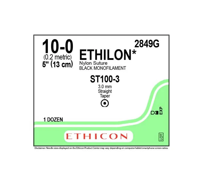 Ethicon - 2849G - Suture, Endoscopic, Monofilament, Needle ST100-3, Straight Taper Point