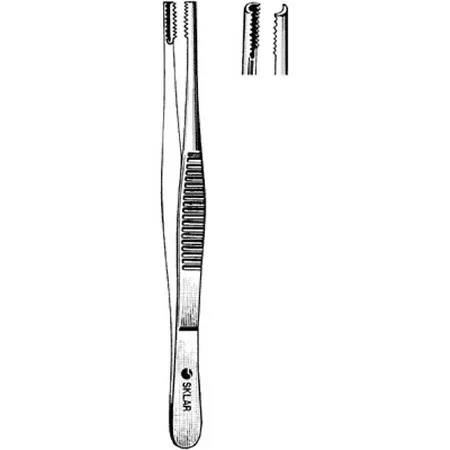 Sklar - 19-2860 - Tissue Forceps Brown 6 Inch Length Surgical Grade Stainless Steel Nonsterile Nonlocking Thumb Handle Straight Serrated Tip