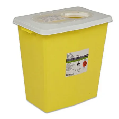 Cardinal - SharpSafety - 8939 -  Chemotherapy Waste Container  Yellow Base 26 H X 12 3/4 D X 18 1/4 W Inch Vertical Entry 18 Gallon
