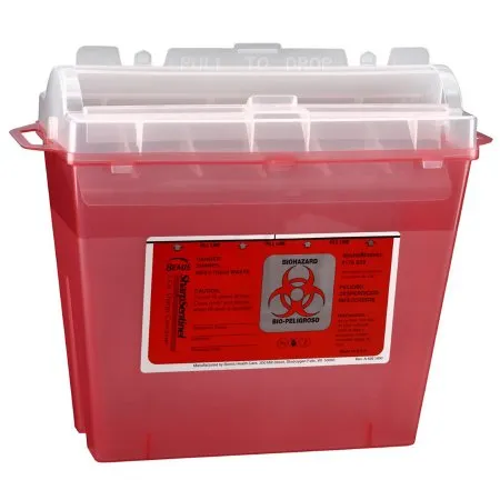 Bemis Healthcare - Bemis Sentinel - 175 030 -  Sharps Container  Translucent Red Base 10 H X 5 1/4 W X 11 D Inch Horizontal Entry 1.25 Gallon