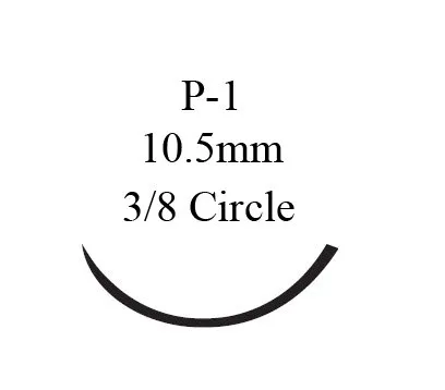 J&J - Ethilon - 1696G - Nonabsorbable Suture with Needle Ethilon Nylon P-1 3/8 Circle Precision Reverse Cutting Needle Size 7 - 0 Monofilament