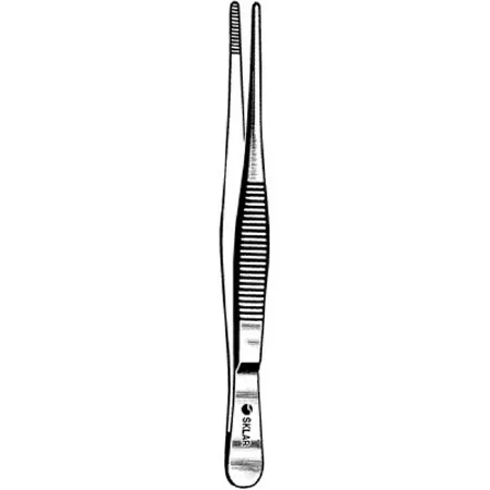 Sklar - 22-1161 - Dressing Forceps 4-1/2 Inch Length Surgical Grade Stainless Steel Nonsterile Nonlocking Thumb Handle Straight Serrated Tip