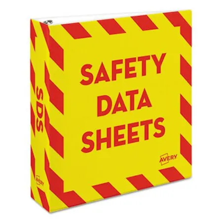 Avery - AVE-18951 - Heavy-duty Preprinted Safety Data Sheet Binder, 3 Rings, 2 Capacity, 11 X 8.5, Yellow/red
