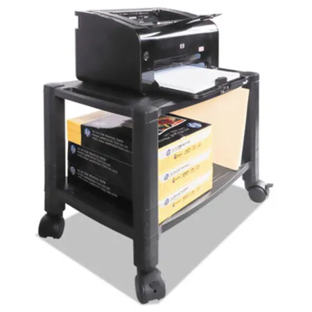 Kantek - KTK-PS610 - Height-adjustable Under-desk Printer Cart, Plastic, 2 Shelves, 60 Lb Capacity, 20 X 13.25 X 14.13, Black