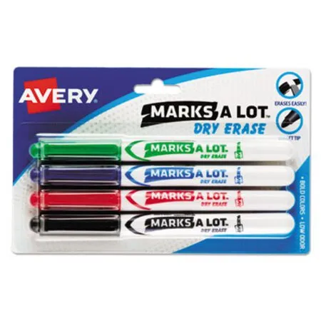 Avery - Ave-24459 - Marks A Lot Pen-Style Dry Erase Markers, Medium Bullet Tip, Assorted Colors, 4/Set (24459)
