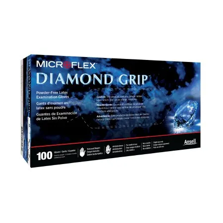 Microflex Medical - Diamond Grip - MF-300-M -  Exam Glove  Medium NonSterile Latex Standard Cuff Length Textured Fingertips White Not Rated