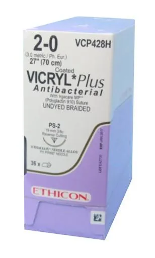 Ethicon - VCP428H - Suture 2-0 27in Vicryl Plus Antibacterial Und. Ps-2