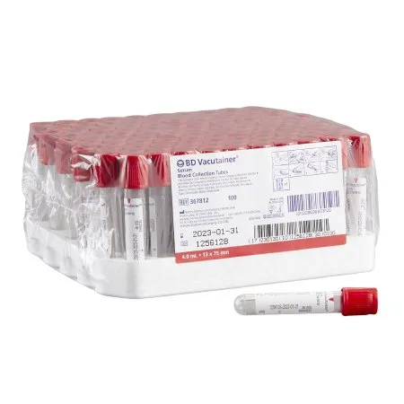 BD Becton Dickinson - BD Vacutainer - 367812 -   Venous Blood Collection Tube Serum Tube Clot Activator Additive 13 X 75 mm 4 mL Red BD Hemogard Closure Plastic Tube