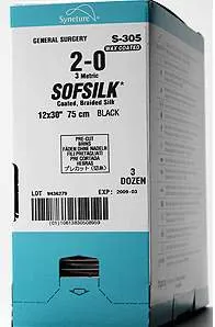 Covidien - Sofsilk - S-608 - Nonabsorbable Suture Without Needle Sofsilk Silk Braided Size 2