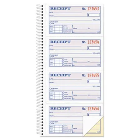 Adams - Abf-Sc1152 - 2-Part Receipt Book, Two-Part Carbonless, 4.75 X 2.75, 4 Forms/Sheet, 200 Forms Total