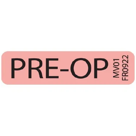 Precision Dynamics - MedVision - MV01FR0922 - Pre-printed Label Medvision Auxiliary Label Red Paper Pre-op Black Safety And Instructional 5/16 X 1-1/4 Inch