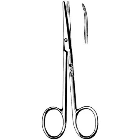 Sklar - 64-1542 - Strabismus Scissors Sklar 4-1/4 Inch Length Or Grade Stainless Steel Nonsterile Finger Ring Handle Curved Blunt Tip / Blunt Tip