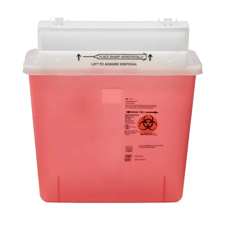 Cardinal - SharpStar In-Room - 8507SA - Sharps Container SharpStar In-Room Translucent Red Base 12-1/2 H X 5-1/2 D X 10-3/4 W Inch Horizontal Entry 1.25 Gallon