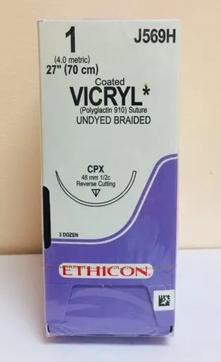 Ethicon - From: J568H To: J569H - Suture, Reverse Cutting, Undyed Braided, Needle CPX, Circle
