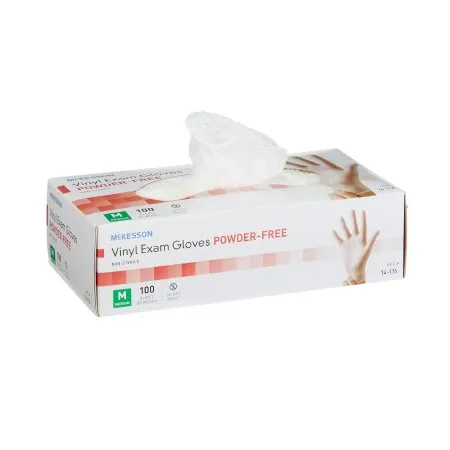 McKesson - 14-116 - Exam Glove Medium NonSterile Vinyl Standard Cuff Length Smooth Clear Not Rated