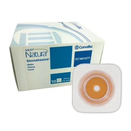 Convatec - Sur-Fit Natura - 401577 - Sur Fit Natura Ostomy Barrier Sur Fit Natura Trim to Fit  Standard Wear Stomahesive Without Tape 70 mm Flange Sur Fit Natura System Hydrocolloid 1 7/8 to 2 1/2 Inch Opening 5 X 5 Inch