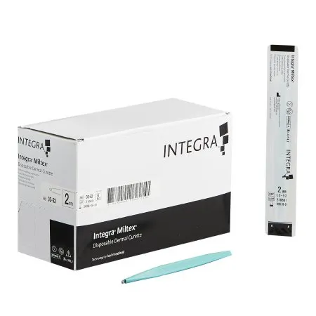 Integra Lifesciences - Miltex - 33-52 - Dermal Curette Miltex 5-1/2 Inch Length Flat Handle 2 mm Tip Round Loop Tip