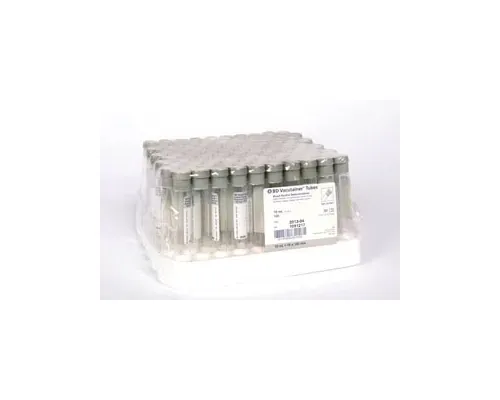 BD Becton Dickinson - 367001 - BD Vacutainer glass fluoride tube, 16100 mm, 10.0 mL, gray conventional closure, paper label, Sodium Fluoride 100.0 mg and Potassium Oxalate 20.0 mg. Cobalt radiation sterilized.